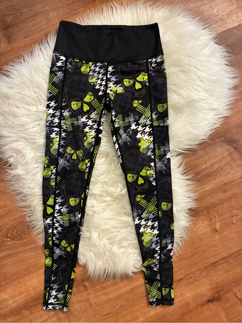 Constantly Varied Gear CVG Neon Skulls Legging Yellow Black White Houndstooth XS